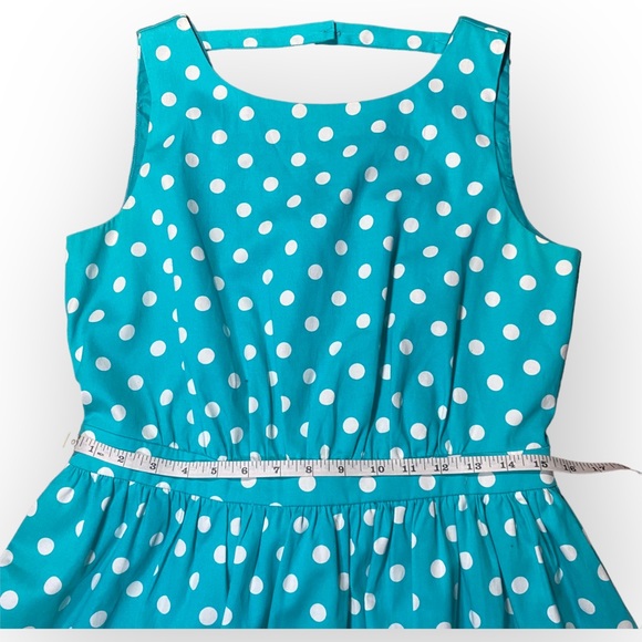 Cynthia Rowley Turquoise White Polka Dot Fit & Flare Sleeveless Dress size 8 - Picture 5 of 11